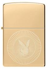 Load image into Gallery viewer, Zippo Lighter - Custom Engraved with Your Message for Playboy Rabbit Head Design High Polish Brass Pocket Lighter 46219