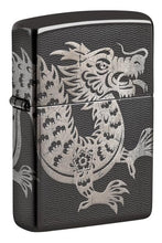 Load image into Gallery viewer, Zippo Lighter - Custom Engraved with Your Message for Lucky Dragon Design High Polish Black Pocket Lighter 46260
