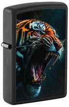 Load image into Gallery viewer, Zippo Lighter - Custom Engraved with Your Message for Tiger Roar Design Black Matte Pocket Lighter 46241
