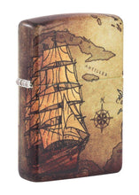 Load image into Gallery viewer, Zippo Lighter - Personalized Custom Message Engraved on Backside Pirate Ship Design 540 Color #49355
