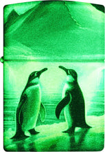Load image into Gallery viewer, Zippo - Customized Message on Arctic Penguins - Glow-in-The-Dark Green 46014