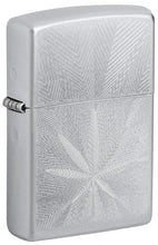 Load image into Gallery viewer, Zippo Lighter - Custom Engraved with Your Message - Engraved Weed Leaf - Satin Chrome 46256