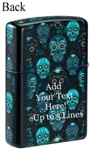 Load image into Gallery viewer, Zippo Lighter - Custom Message Engrave Sugar Skulls - Glow-in-The-Dark 46017