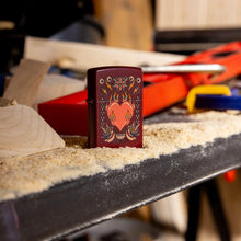 Load image into Gallery viewer, Zippo Lighter - Customized Message on Tattoo Heart Merlot Pocket Lighter 46584