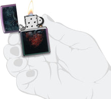 Load image into Gallery viewer, Zippo Lighter - Customized Message Dark Heart Iridescent Pocket Lighter 46583