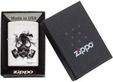 Load image into Gallery viewer, Zippo Spazuk Gas Mask Design Pocket Lighter, White Matte with Gas Mask