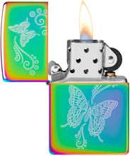 Load image into Gallery viewer, Zippo Lighter - Custom Message Engrave Engraved Butterflies - Multi-Color 46125