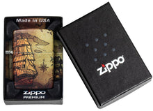Load image into Gallery viewer, Zippo Lighter - Personalized Custom Message Engraved on Backside Pirate Ship Design 540 Color #49355