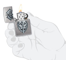 Load image into Gallery viewer, Zippo Lighter- Personalized Message for Dragon Medieval Sword and Shield 48372