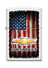 Load image into Gallery viewer, Zippo Lighter- Chevy Chevrolet USA American Flags White Matte Lighter #Z5170