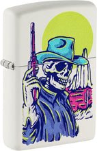 Load image into Gallery viewer, Zippo Wild West Skeleton Design White Matte Pocket Lighter