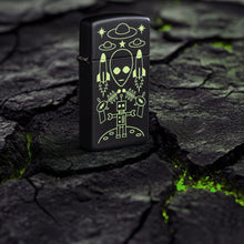 Load image into Gallery viewer, Zippo - Customized Message on Alien Invasion Slim® Black Matte Pocket 46691