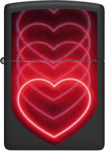 Load image into Gallery viewer, Zippo Black Light Hearts Design Black Matte Pocklet Lighter