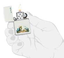 Load image into Gallery viewer, Zippo Lighter - Custom Engraved with Your Message - Nature Retreat Design - White Matte 46474