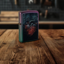Load image into Gallery viewer, Zippo Lighter - Customized Message Dark Heart Iridescent Pocket Lighter 46583