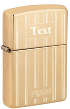 Load image into Gallery viewer, Zippo Lighter - Customized Message on on Lines Design- High Polish Brass 46011