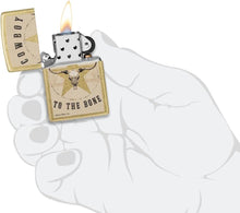 Load image into Gallery viewer, Zippo -Customized Message Cowboy to The Bone for Buck Wear - Tumbled Brass 48937