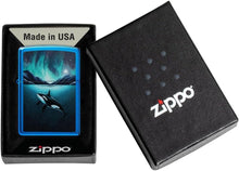 Load image into Gallery viewer, Zippo Lighter - Customized Message Killer Whale Design - High Polish Blue 48984
