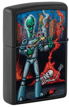 Load image into Gallery viewer, Zippo Lighter - Custom Engraved with Your Message for Alien Attack Design Black Matte Pocket Lighter 46250