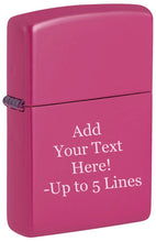 Load image into Gallery viewer, Zippo Lighter - Personalized Message Engraved on Backside Colored Windproof Lighter Hot Pink 49846