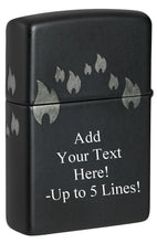Load image into Gallery viewer, Zippo Lighter - Customized Message Zippo Flames, Laser 360 - Black Matte 48980