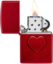 Load image into Gallery viewer, Zippo Lighter - Customized Message on Stamped Heart Candy Apple Pocket 46588