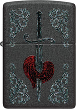 Load image into Gallery viewer, Zippo Heart Dagger Tattoo Design Black Crackle Pocket Lighter
