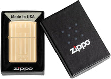 Load image into Gallery viewer, Zippo Lighter - Customized Message on on Lines Design- High Polish Brass 46011