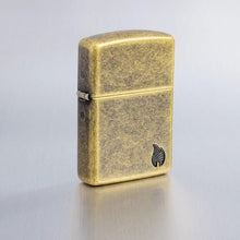 Load image into Gallery viewer, Zippo Lighter - Custom Engraved with Your Message - Armor Deep Carved Flame - Antique Brass 46400