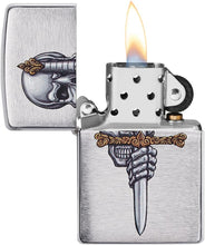 Load image into Gallery viewer, Zippo Sword Skull Design Brushed Chrome Pocket Lighter