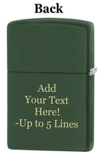 Load image into Gallery viewer, Zippo Lighter- Personalized Engrave for Deer and Guns Hunting Green Matte Z5230