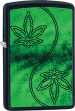 Load image into Gallery viewer, Zippo Lighter - Green Subtle Leaf Black Matte Windproof Lighter #Z628