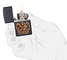 Load image into Gallery viewer, Zippo Lighter - Personalized Custom Message Engraved on Backside for Special Designs Windproof Lighter (Three Monkeys 29409)