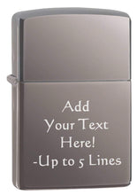 Load image into Gallery viewer, Zippo Lighter - Personalized Message Engraved on Backside Colored Windproof Lighter Black Ice 150
