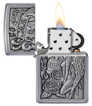 Load image into Gallery viewer, Zippo Lighter - Personalized Customize Message Engrave on Backside for Skull and Angel Emblem Design #49442