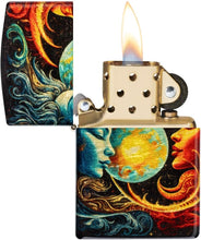 Load image into Gallery viewer, Zippo Lighter- Personalized Custom Message Engraved on Sun and Moon Design 540 Tumbled Brass Pocket Lighter 46563