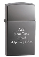 Load image into Gallery viewer, Zippo Lighter - Personalized Customize Message Engrave on Slim Size Windproof Lighter (Black Ice #20492)