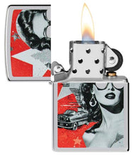 Load image into Gallery viewer, Zippo Lighter - Custom Engraved with Your Message for Glam Glasses Design High Polish Chrome Pocket Lighter 46239