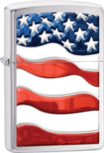 Load image into Gallery viewer, Zippo Lighter- Personalized Engrave Americana Eagle USA Flag Brush Chrome Z528