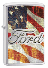 Load image into Gallery viewer, Zippo Lighter- Ford Logo US Flag Brushed Chrome Windproof Lighter #Z5064