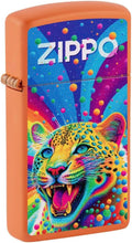 Load image into Gallery viewer, Zippo Lighter - Custom Message Engrave Slim, Leopard Design Orange Matte 46018