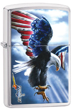 Load image into Gallery viewer, Zippo Lighter- Personalized Engrave Americana Eagle USA Flag Brush Chrome Z502