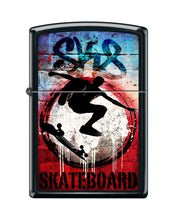 Load image into Gallery viewer, Zippo Lighter-Personalized Custom Message Engraved on Backside Skate Board Grunge Design Black Matte Windproof Lighter #Z5501