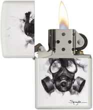 Load image into Gallery viewer, Zippo Spazuk Gas Mask Design Pocket Lighter, White Matte with Gas Mask
