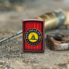 Load image into Gallery viewer, Zippo Lighter - Customized Message on Don't Tread on Me® Merlot Pocket 46419