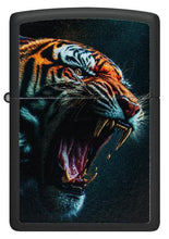 Load image into Gallery viewer, Zippo Lighter - Custom Engraved with Your Message for Tiger Roar Design Black Matte Pocket Lighter 46241