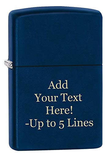 Zippo Lighter - Personalized Customize Message Engrave Matte Colors Windproof Lighter (Navy Blue) #239