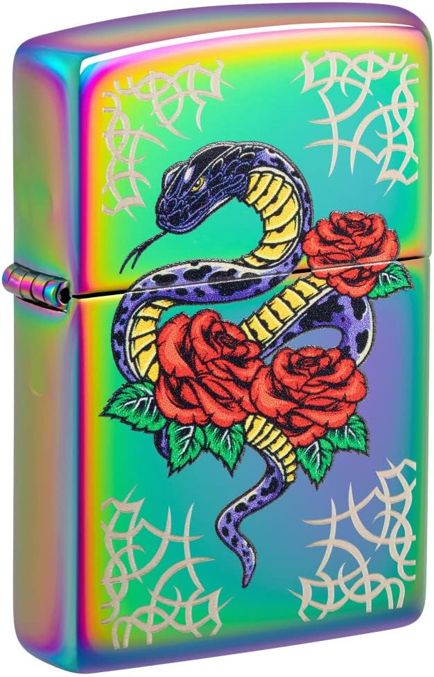 Zippo Rose Snake Tattoo Design Multi Color Pocket Lighter