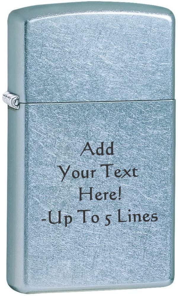 Zippo Lighter - Personalized Customize Message Engrave on Slim Size Windproof Lighter (Street Chrome #1607)