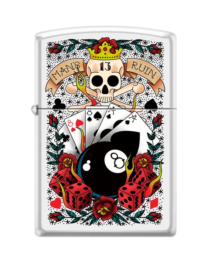 Zippo Lighter- Personalized Custom Message Engraved on Back Ace of Spades Card Game Casino Zippo Windproof Lighter 8 Ball #Z5462
